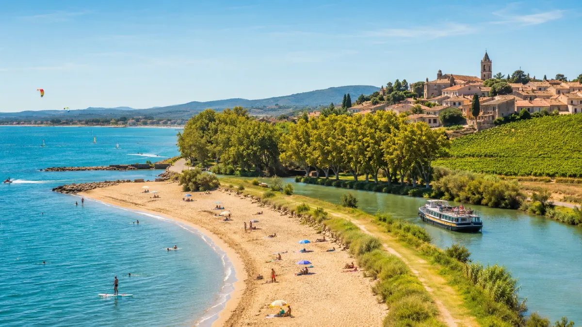 Les longues plages de sable fin de Vias-Plage, sur le littoral de l'Hérault.
