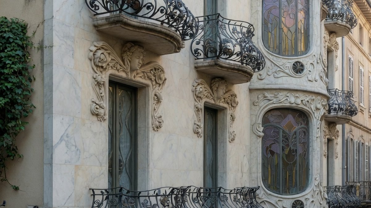 Façade Art Nouveau typique d'un quartier résidentiel bruxellois
