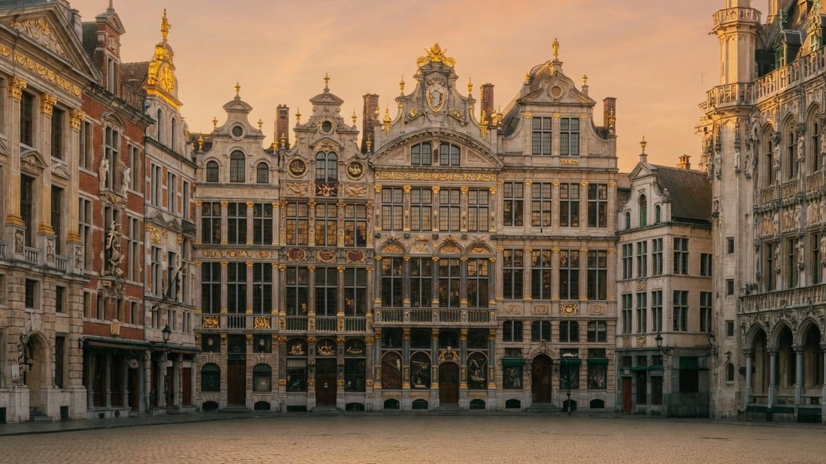 Place historique bordée de façades classées au patrimoine, illustrant le centre-ville de Bruxelles