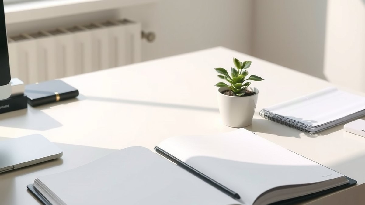 Espace de travail épuré évoquant la place du sens dans le développement du personnel en entreprise