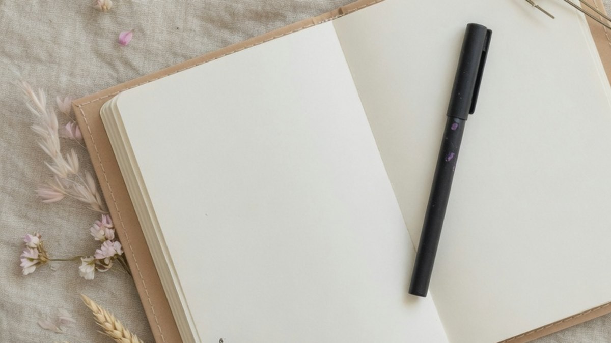 Carnet vierge et stylo évoquant un cahier d'exercices pour lâcher prise