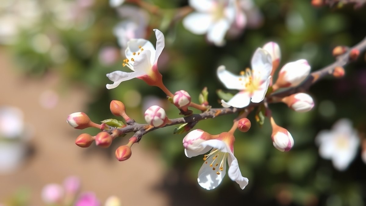 Branche d'arbuste à fleurs avec bourgeons avant la taille