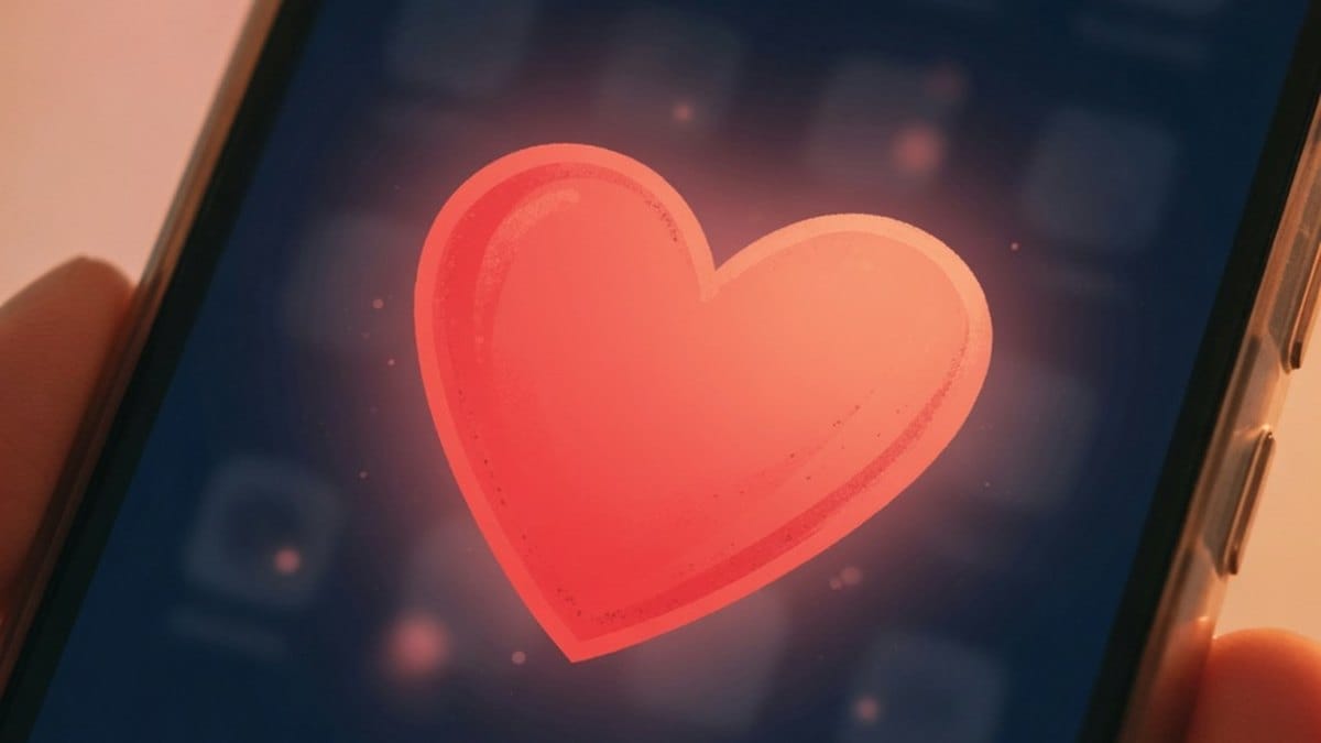 Emoji cœur rouge affiché sur un écran de smartphone lors d'une conversation