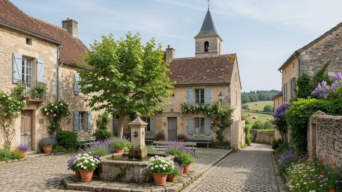 Petit village de campagne en Auvergne-Rhône-Alpes, exemple de destination pour un week-end en France