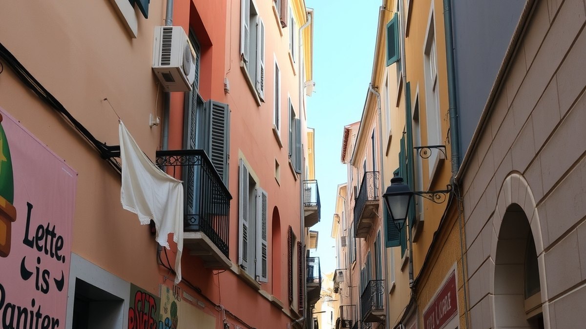 Ruelle colorée du quartier du Panier à Marseille avec fresques de street art