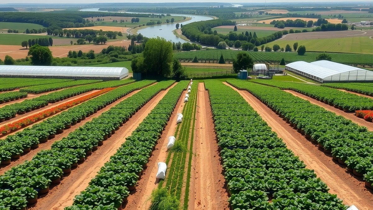 Champs maraîchers en plein air typiques de la région de Loire-Atlantique près de Nantes