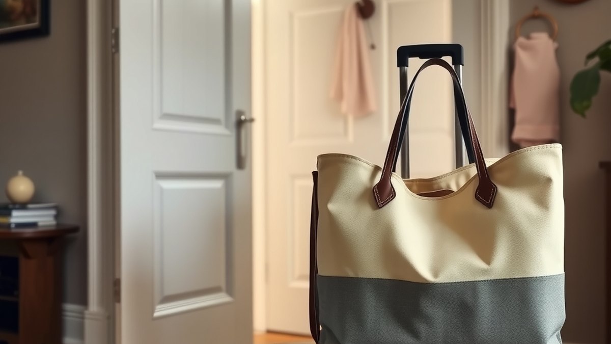 Valise cabine prête près de la porte d'entrée avec clés, passeport et liste imprimée